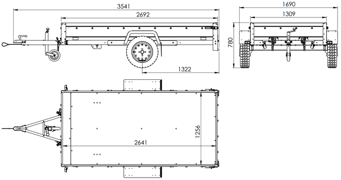 Anhänger GARDEN TRAILER 264 KIPP mit Bordwandaufsatz und Aludeckel-Neu