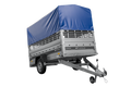Autotransportanhänger 264×125 UNITRAILER FORCE 264 KIPP mit Gitterwänden, H-800 Rahmen und blauer Plane-Neu