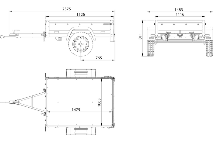 Einachsanhänger 150×106 UNITRAILER GARDEN 150 KIPP mit BIS-Seitenwänden und Aluminiumabdeckung-Neu