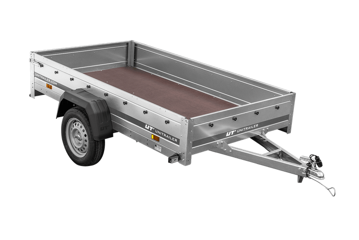 PKW-Anhänger 230×125 UNITRAILER GARDEN 230 FD mit BIS-Seiten, H-800-Gestell und grauer Plane-Neu