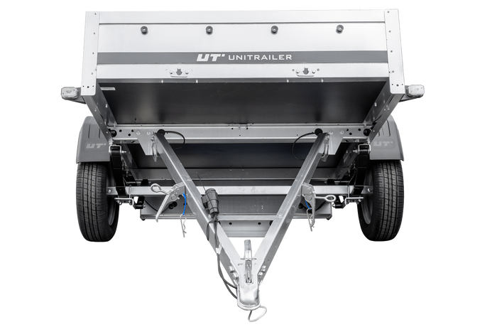 Einachsanhänger auf Federn 264×125 UNITRAILER GARDEN 264/R KIPP mit BIS-Seiten, H-0-Rahmen und blauer Plane-Neu