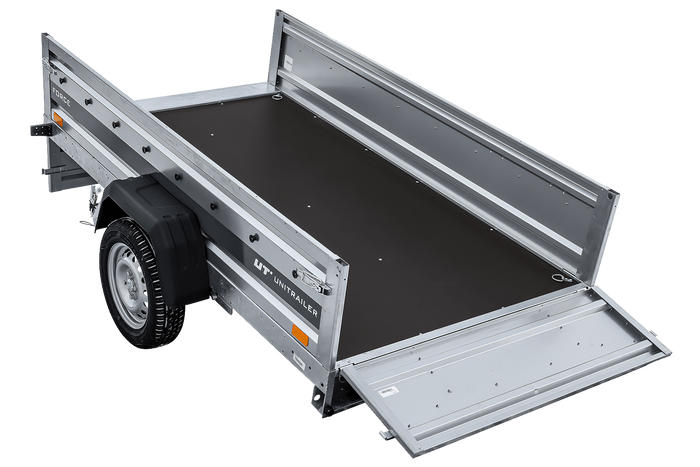 Einachsiger Anhänger auf Blattfedern 230×125 UNITRAILER FORCE 230/R KIPP mit BIS-Seitenwänden und Aluminiumabdeckung-Neu