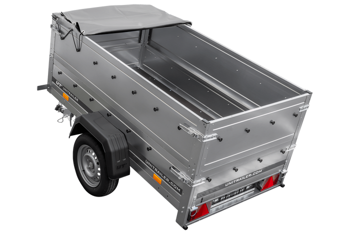 Kippbarer Pkw Anhänger GARDEN TRAILER 200 KIPP mit zusätzlichen Bordwänden, Stützrad und Flachplane-Neu