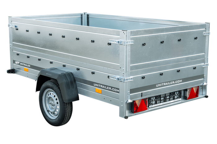 Pkw Anhänger Kipper 230×125 Garden Trailer 230 KIPP Unitrailer 750 kg mit Stützrad und zusätzlichen Bordwänden-Neu